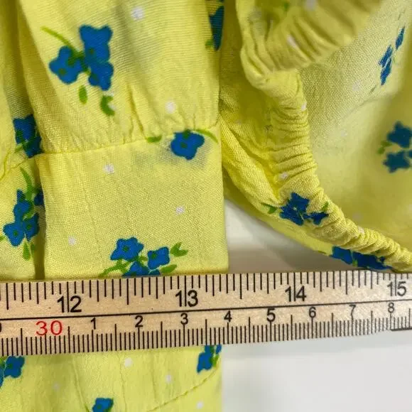 Faithfull the Brand Bette Midi Dress Lemon Print Cottagecore Euro Summer S - Picture 9 of 10